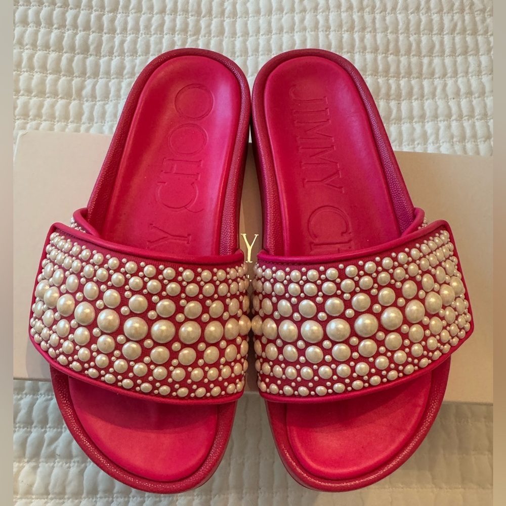 Jimmy Choo Women's Fitz Embellished Slide Sandals size 5US/35EU